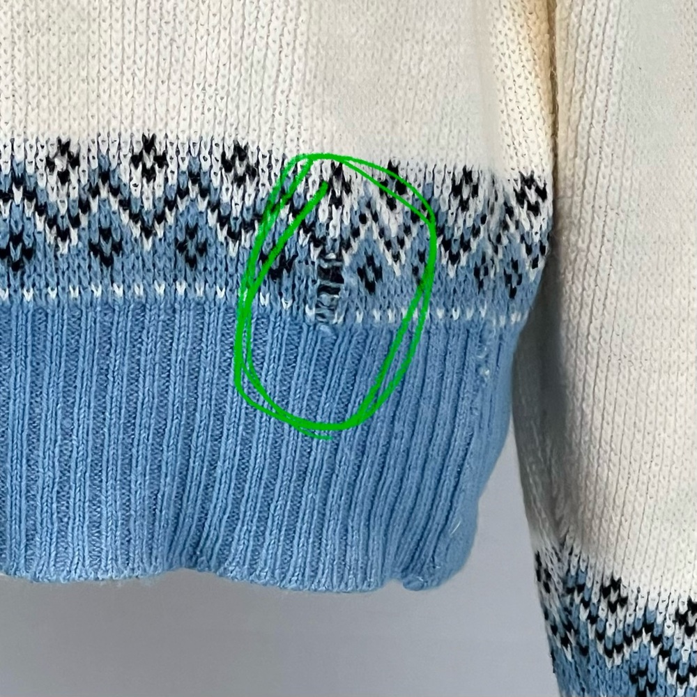 VINTAGE 60s classic fair isle knit sweater mens ski lodge cabin Scandinavian 70s - Picture 8 of 9
